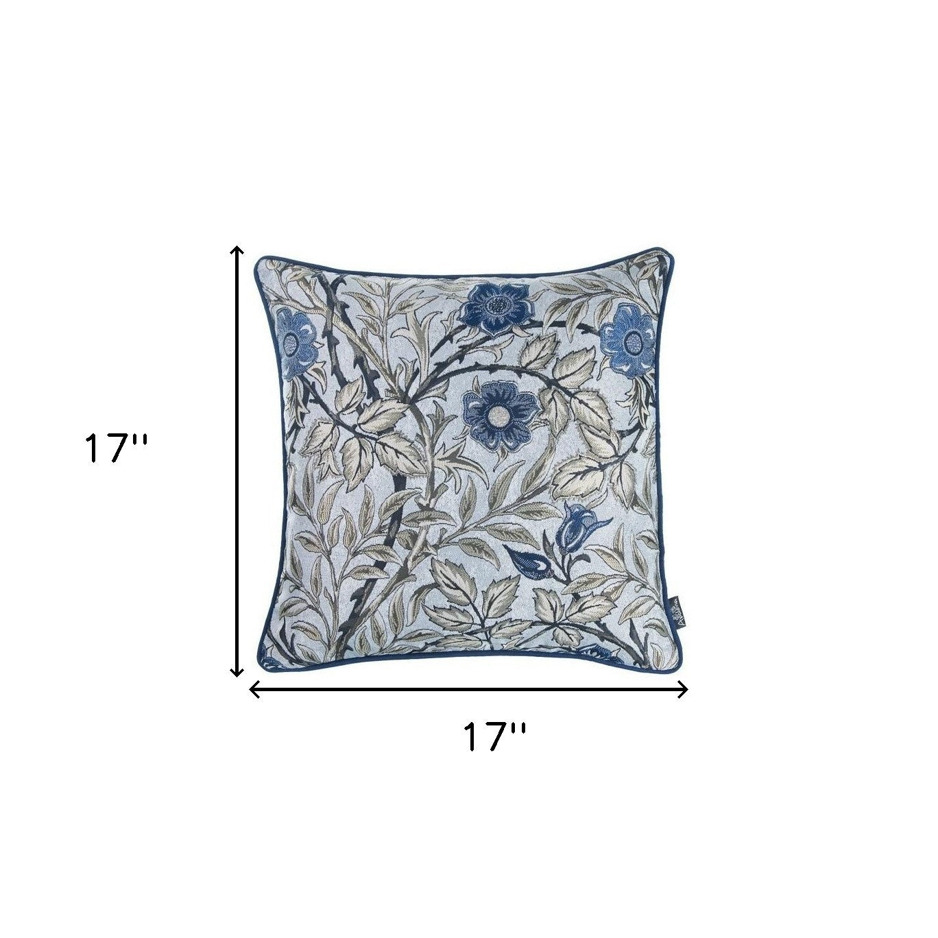 Set Of 2 Square Beige Floral Throw Pillow Covers