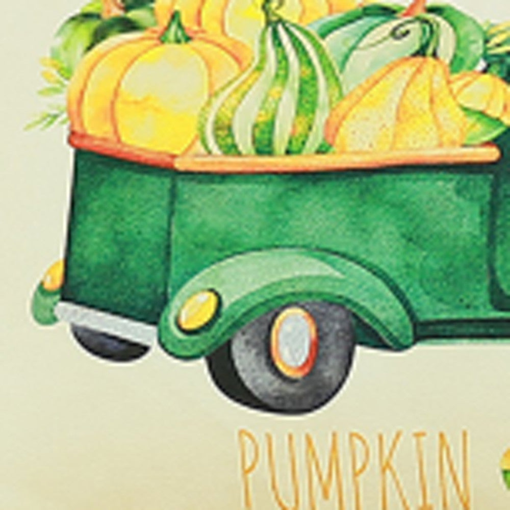 Set Of Four 20" Green Pumpkin Pick Up Truck Lumbar Pillow Covers