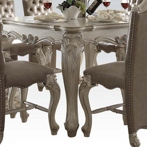 Bone White  Wooden Top With Decorative Base With Oversized Scrolled Feet Counter Height Table