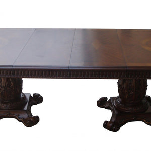 Wooden Top Cherry  Dining Table With Wood Carving Details