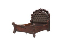Tufted Dark Brown Upholstered Faux Leather Bed