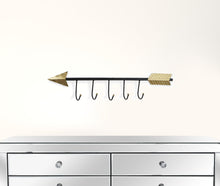 Black And Gold Metal Arrow Design Wall Decor With 5 Hanging Hooks