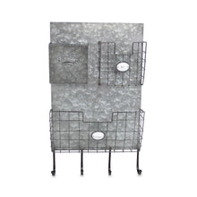 Gray Metal Organizer With 3 Storage Pockets And 4 Bottom Hooks