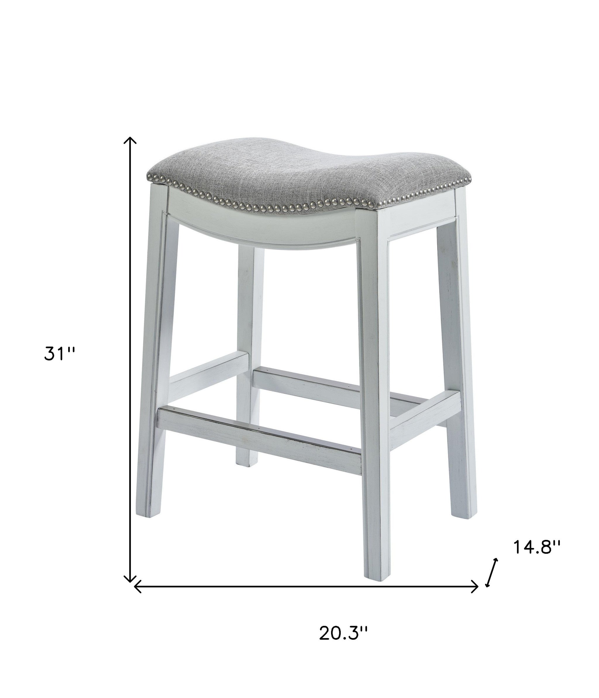 31" White Finished Solid Wood Bar Stool