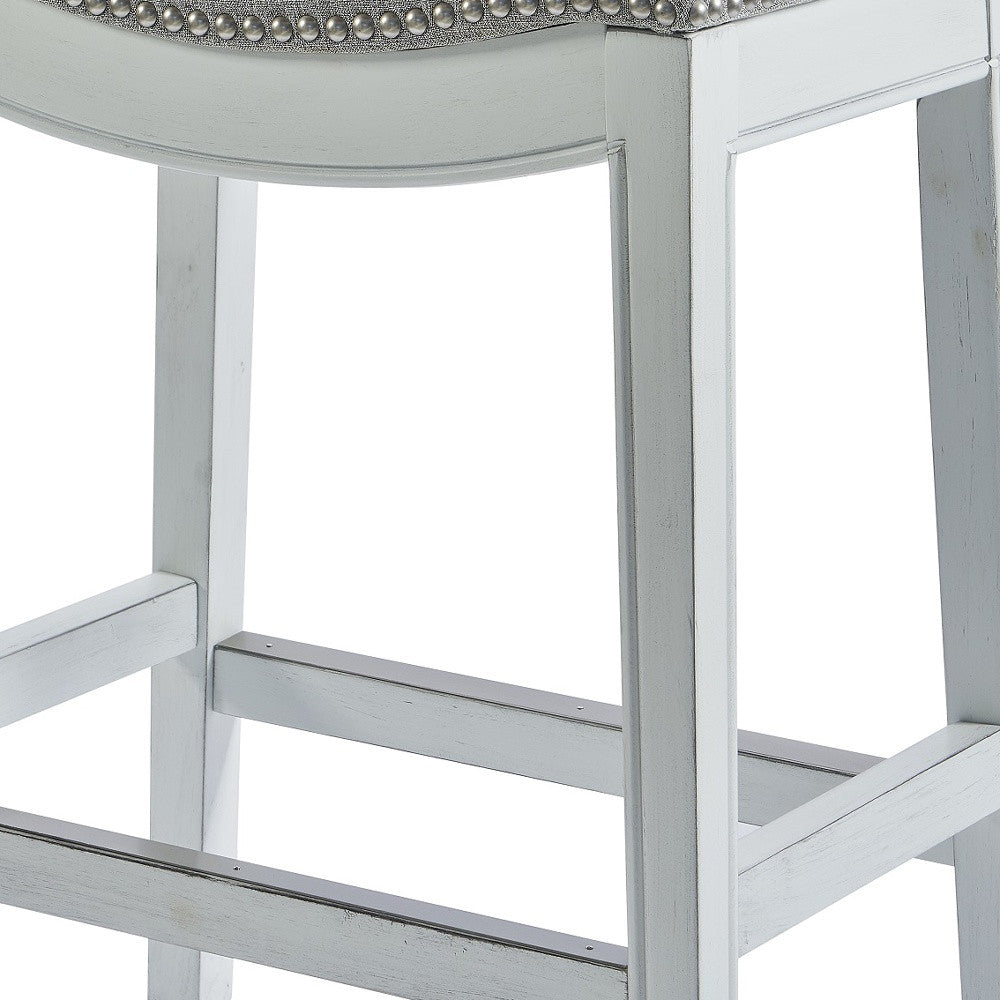 31" White Finished Solid Wood Bar Stool