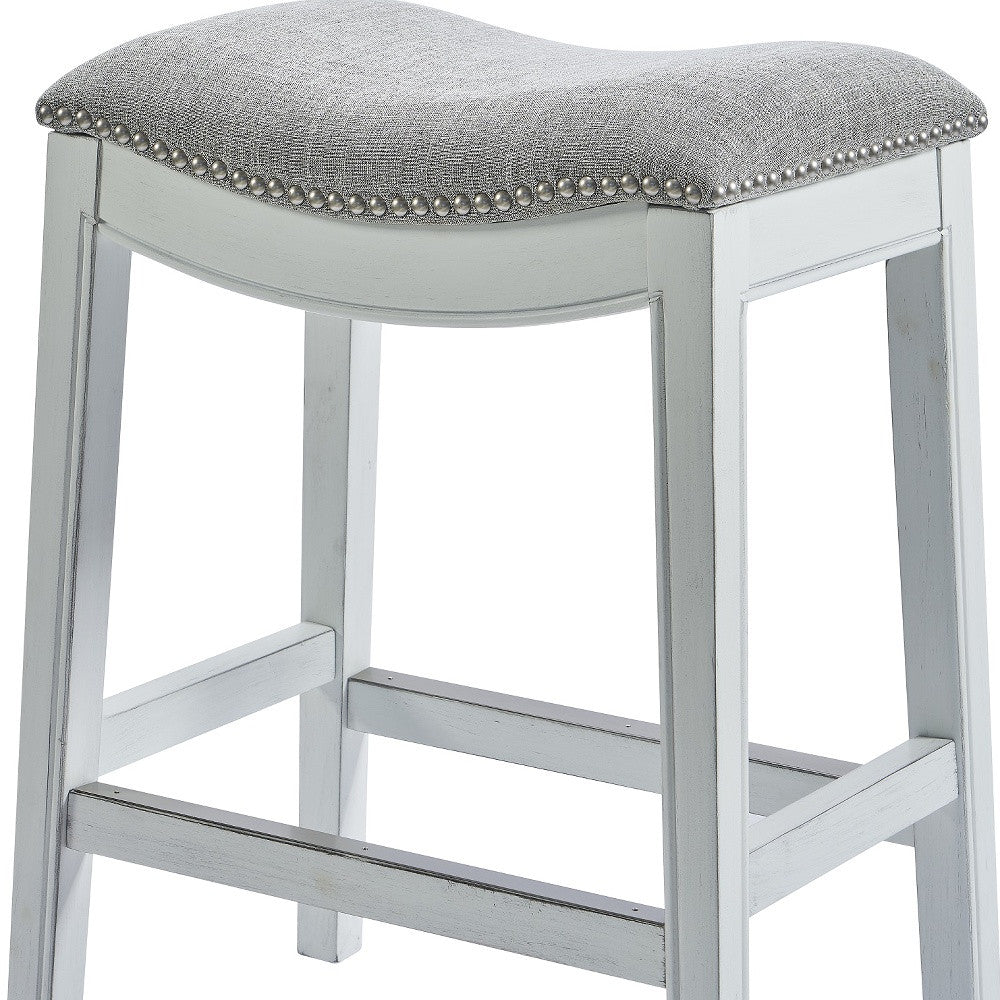31" White Finished Solid Wood Bar Stool