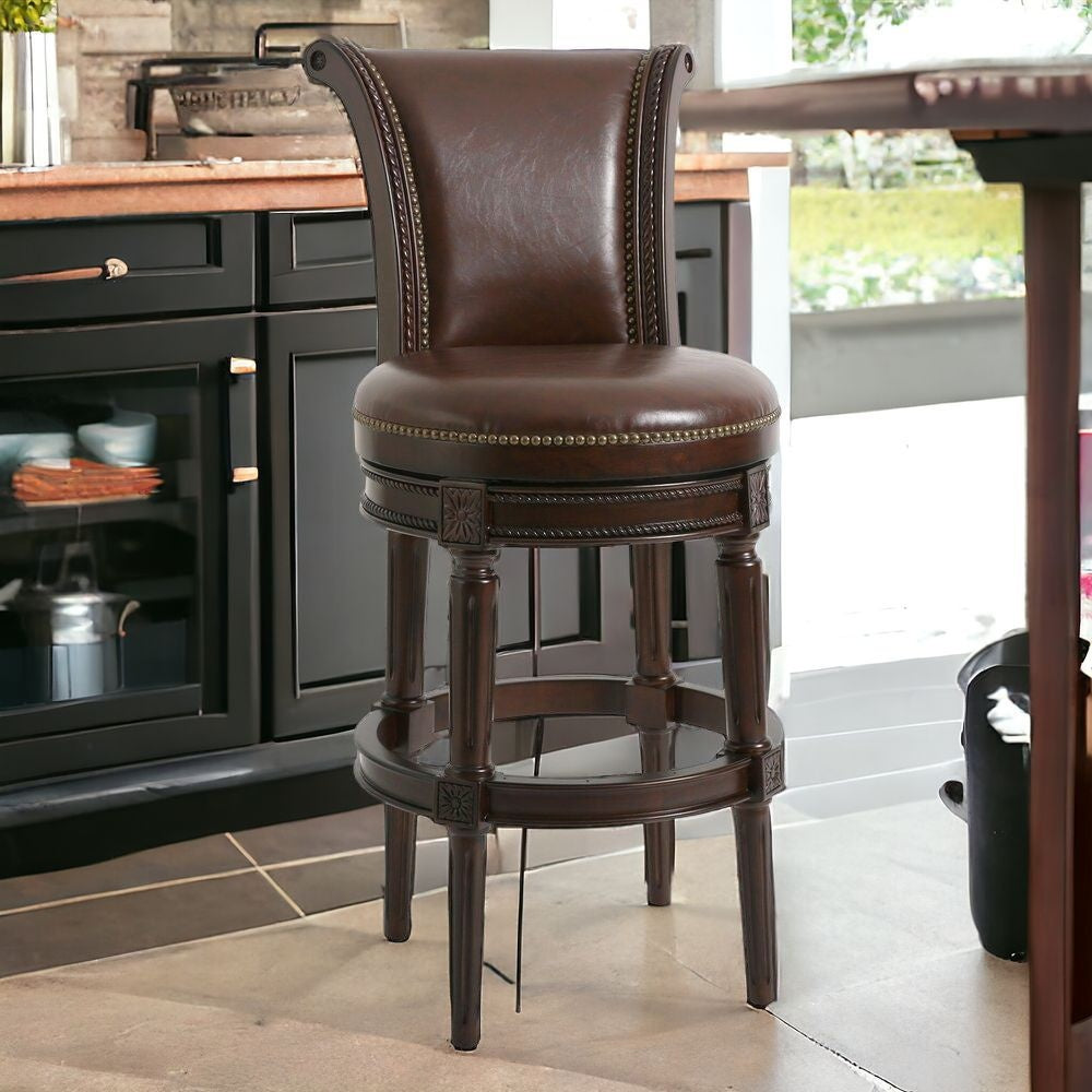 45" Walnut Hardwood Frame Upholstered Bar Stool