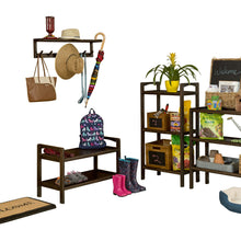 Wood Large Peg Coat Or Towel Rack With Shelf In Espresso