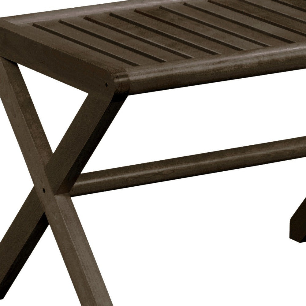 23" Dark Brown Wood Slat Stool Or End Table