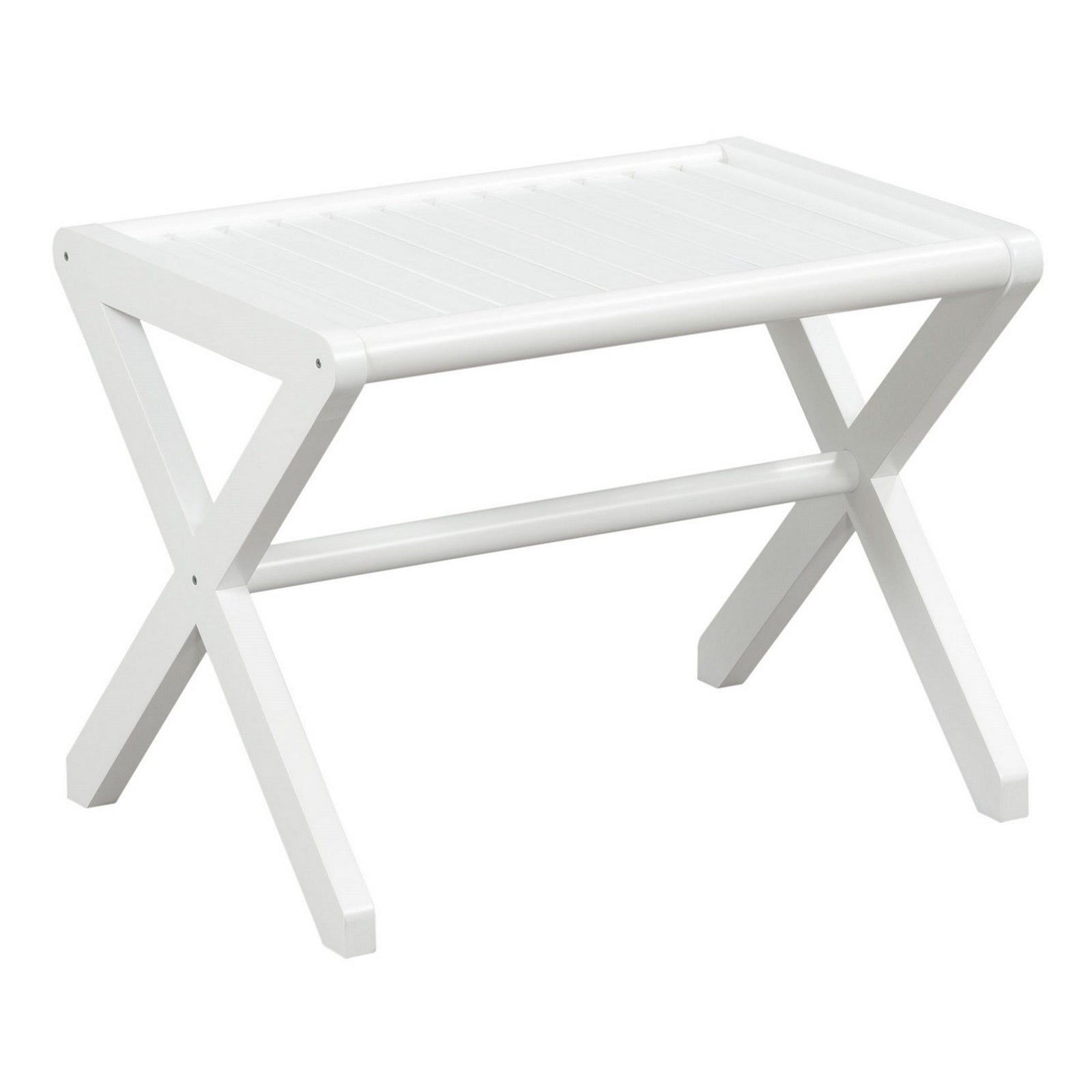 White Finish Solid Wood Bench