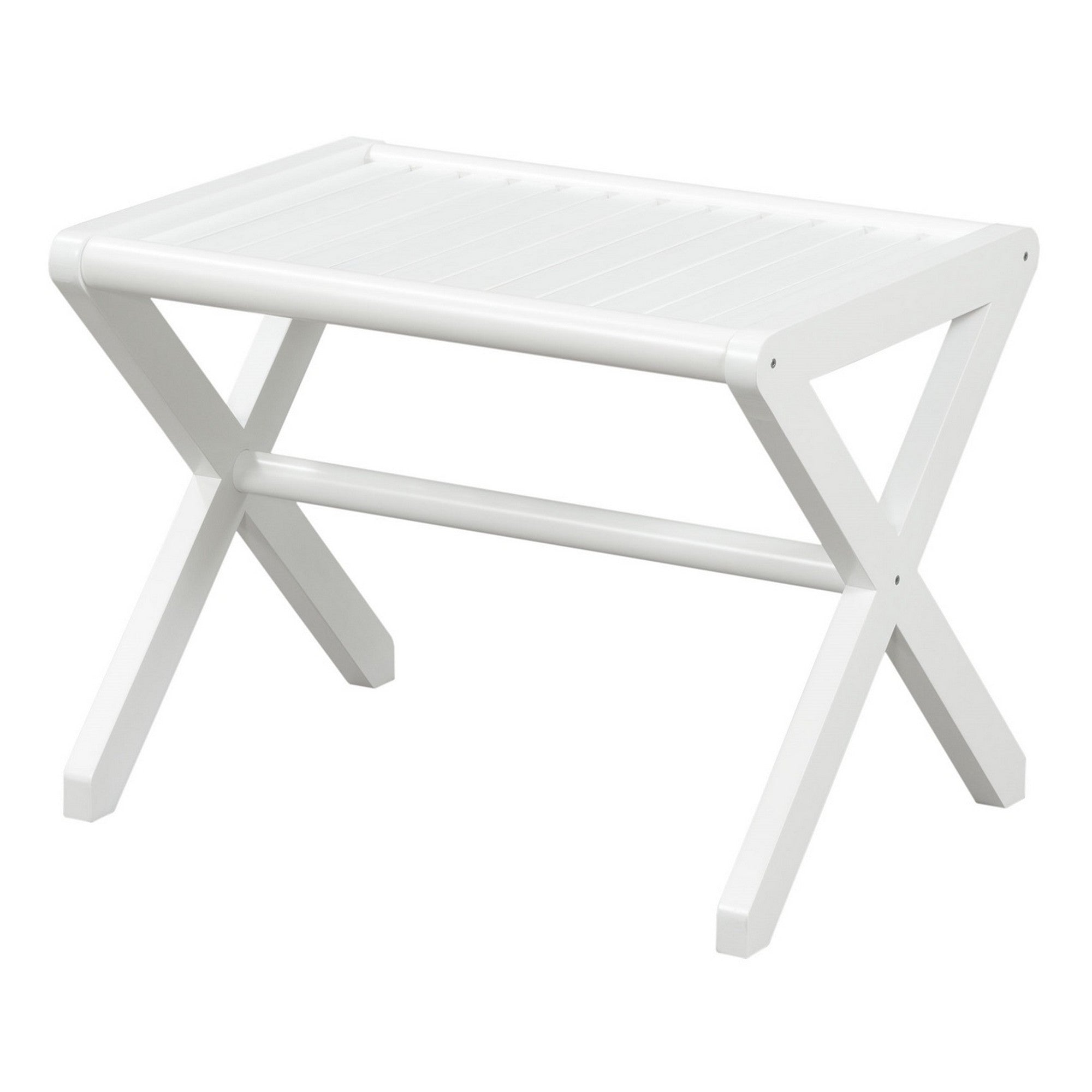 White Finish Solid Wood Bench