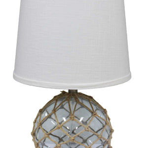 20" Clear Glass Bedside Table Lamp With White Tapered Drum Shade