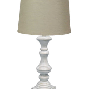Distressed Whitewash Beige Shade Table Lamp