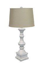 Distressed Whitewash Beige Shade Table Lamp