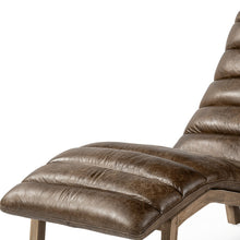 Modern Brown Genuine Leather Chaise Lounge Chair With Solid Wood Frame And Base