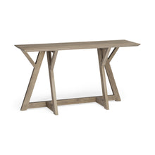 Rectangular Light Brown Mango Wood Finish Console Table With Geometrically Wooden Frame And Base