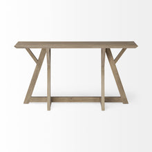 Rectangular Light Brown Mango Wood Finish Console Table With Geometrically Wooden Frame And Base