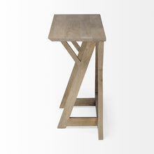 Rectangular Light Brown Mango Wood Finish Console Table With Geometrically Wooden Frame And Base