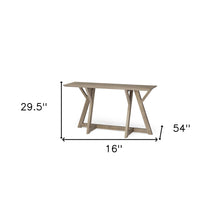 Rectangular Light Brown Mango Wood Finish Console Table With Geometrically Wooden Frame And Base