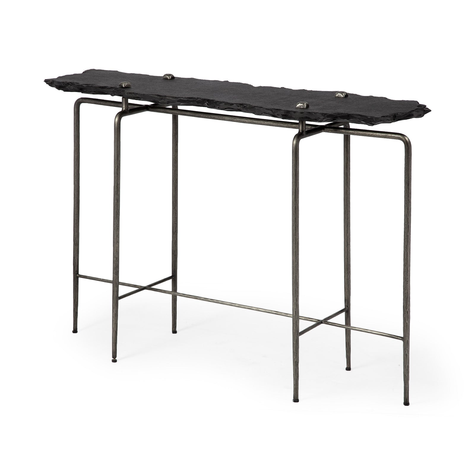 Black Slate Console Table With Iron Base