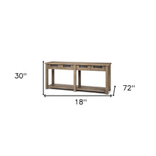 Light Brown Mango Wood Finish Console Table With 4 Drawers