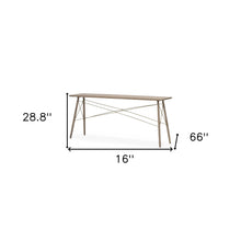 Medium Brown Wooden Console Table With 4 Angular Legs