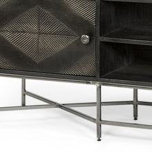 Dark Brown Solid Mango Wood Finish Tv Stand Media Console With 2 Doors And 2 Open Shelves