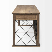 Light Brown Tv Stand Media Console With 3 Glass Lined Drawers