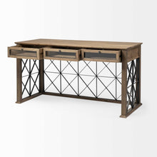 Light Brown Tv Stand Media Console With 3 Glass Lined Drawers