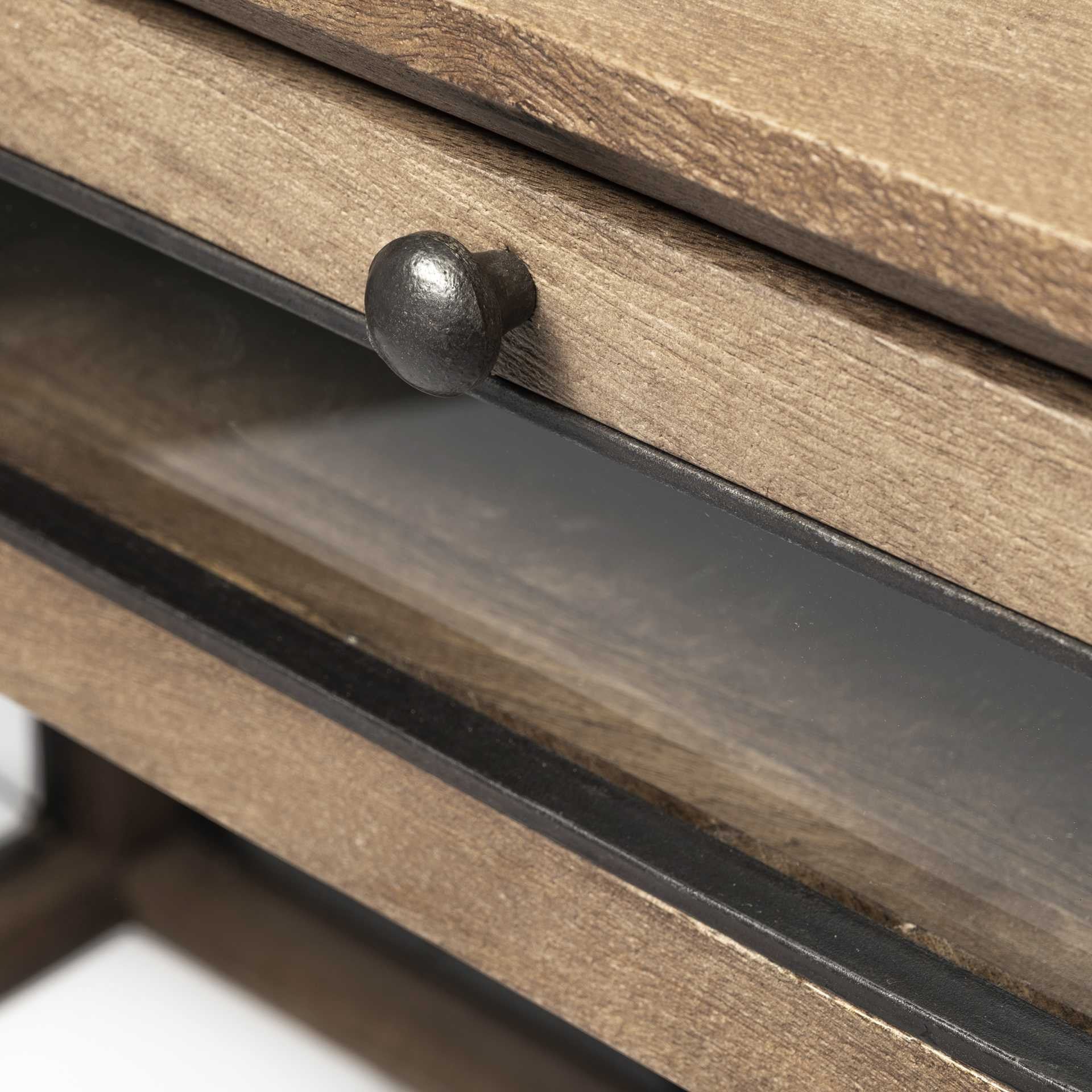 Light Brown Tv Stand Media Console With 3 Glass Lined Drawers