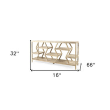 Light Brown Mango Wood Finish Console Table With Multi Level Shelf Design