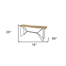 Light Brown Live Edge Solid Acacia Wood Console Table With Black Matte Iron Frame
