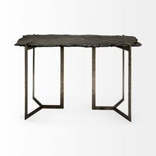 Rectangular Black Live Edge Slate Console Table With Double Pedestal Base