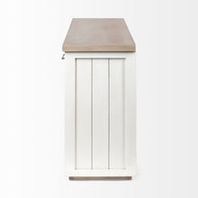 Brown Solid Mango Wood Top & White Frame Sideboard With 4 Cabinet Doors