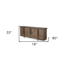 Brown Solid Mango Wood Finish Sideboard With 4 Door Cabinets