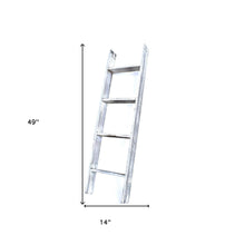 4 Step Whitewash Rustic Wood Ladder Shelf