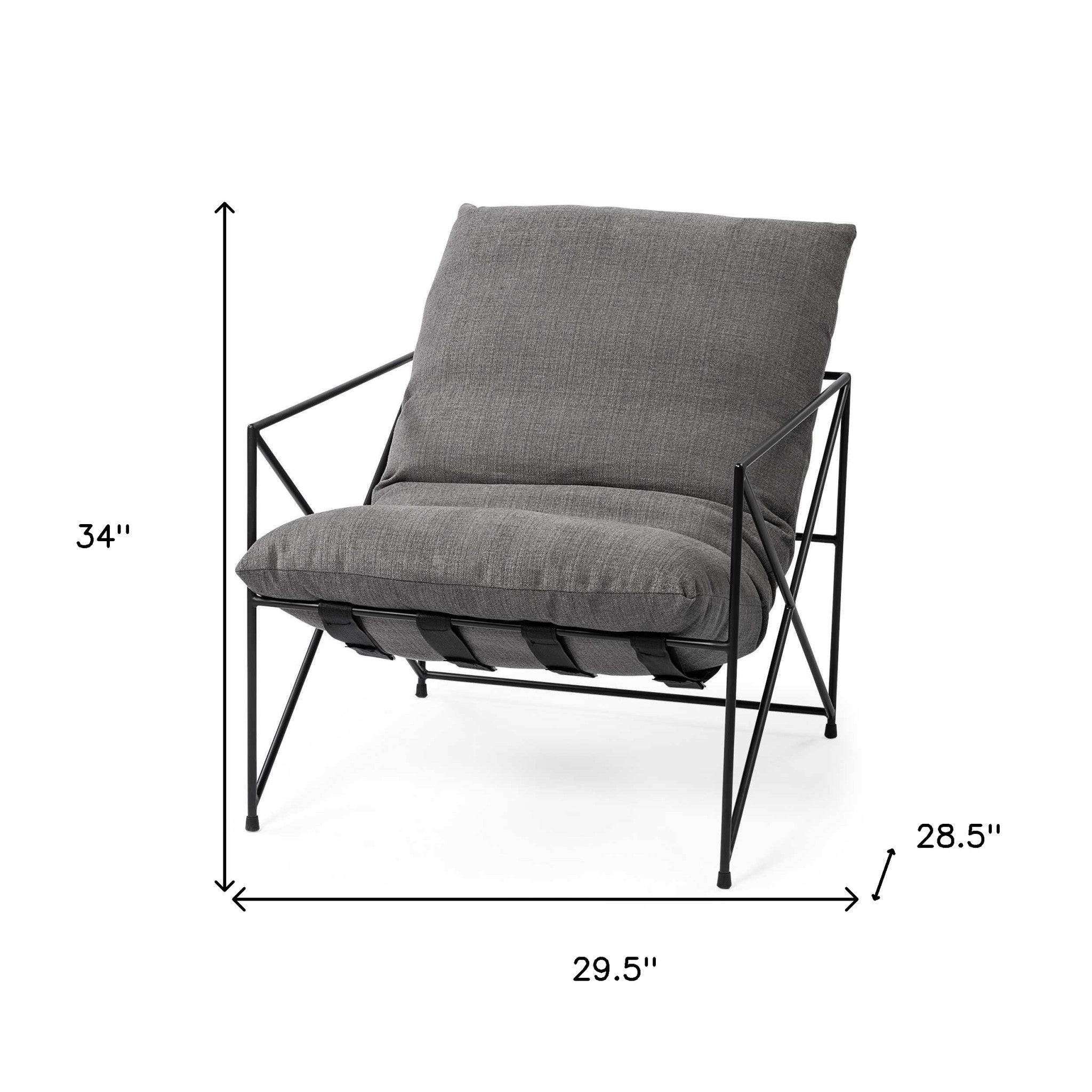 Grey Fabric Wrap Accent Chair With Black Metal Frame