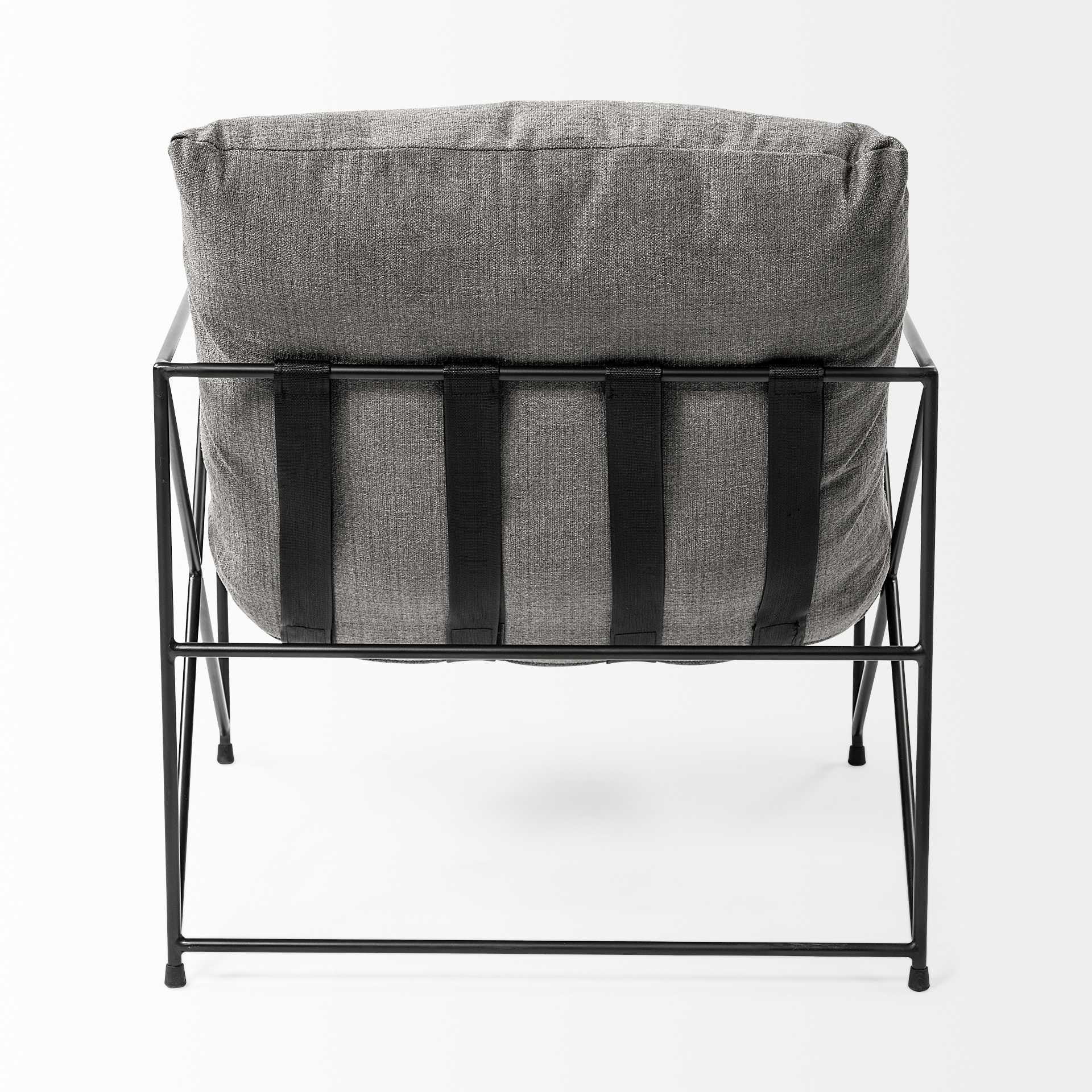 Grey Fabric Wrap Accent Chair With Black Metal Frame