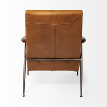 Tan Leather Wrap Accent Chair With Metal Frame