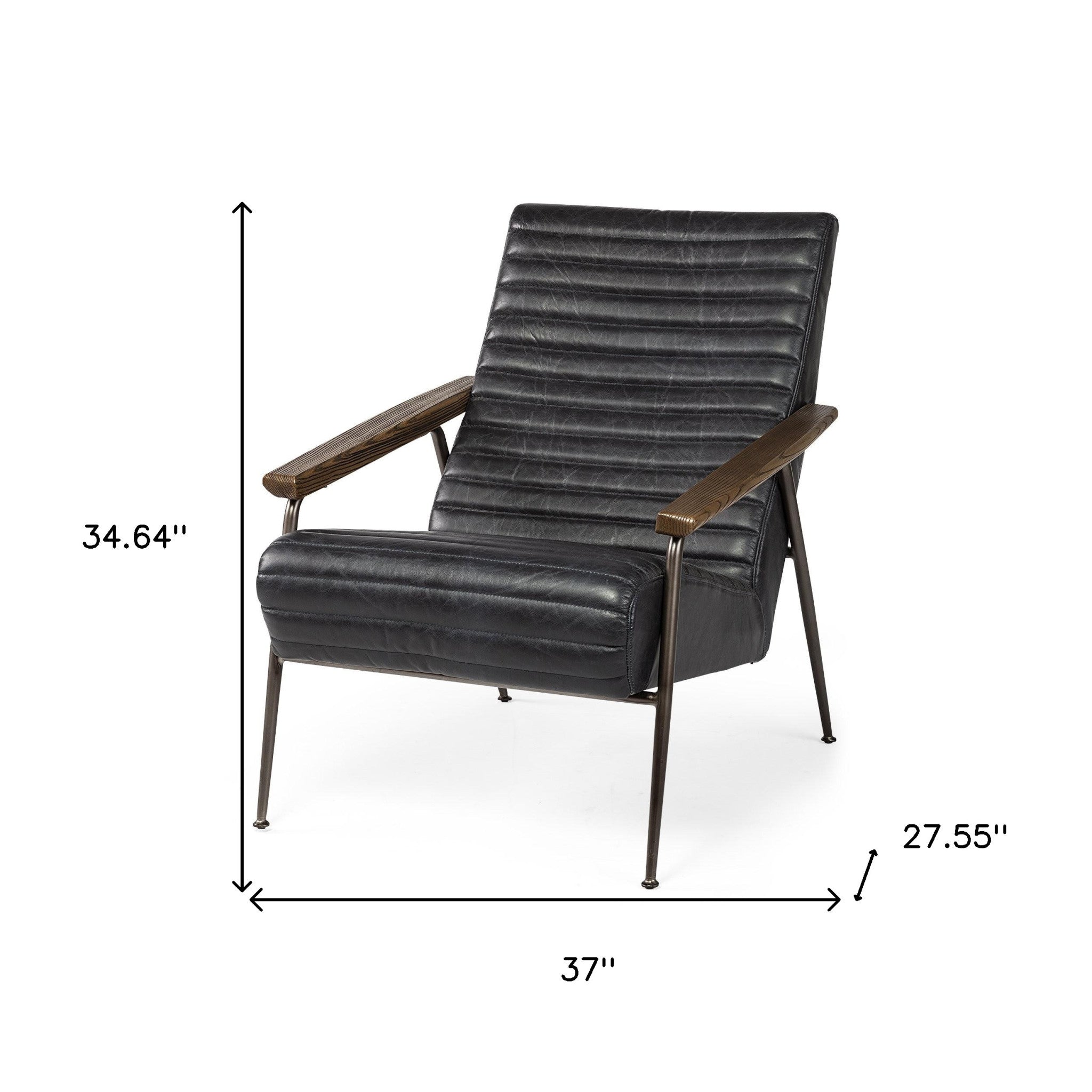 Black Leather Wrap Accent Chair With Metal Frame