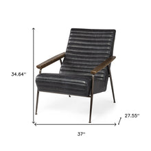 Black Leather Wrap Accent Chair With Metal Frame