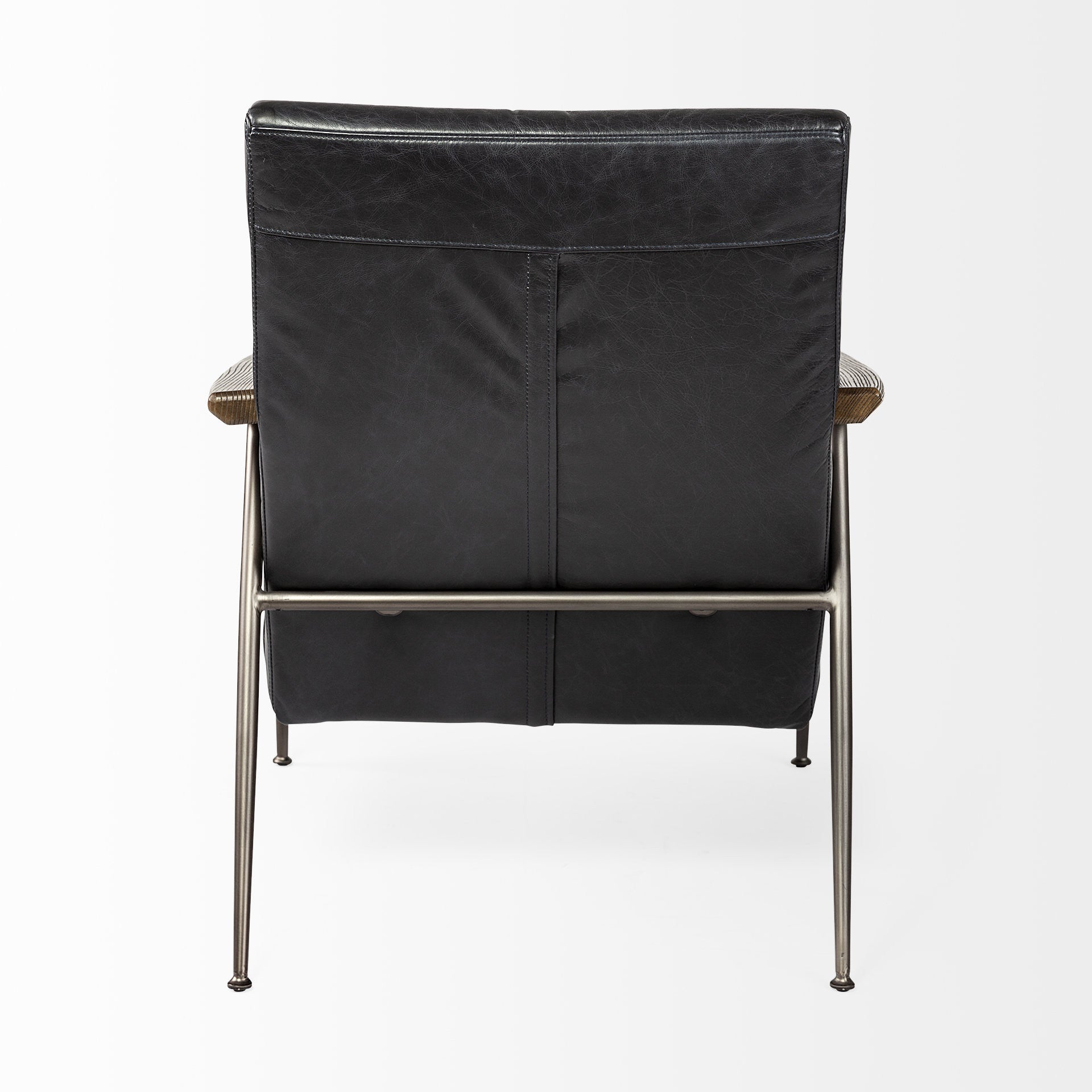 Black Leather Wrap Accent Chair With Metal Frame