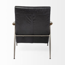 Black Leather Wrap Accent Chair With Metal Frame