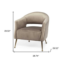 Taupe Velvet Wrap Brass Accent Chair With Metal Base