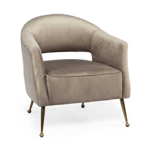 Taupe Velvet Wrap Brass Accent Chair With Metal Base