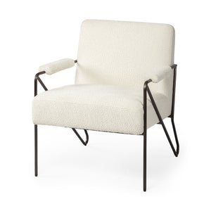 Off White Fabric Wrap Accent Chair With Metal Frame