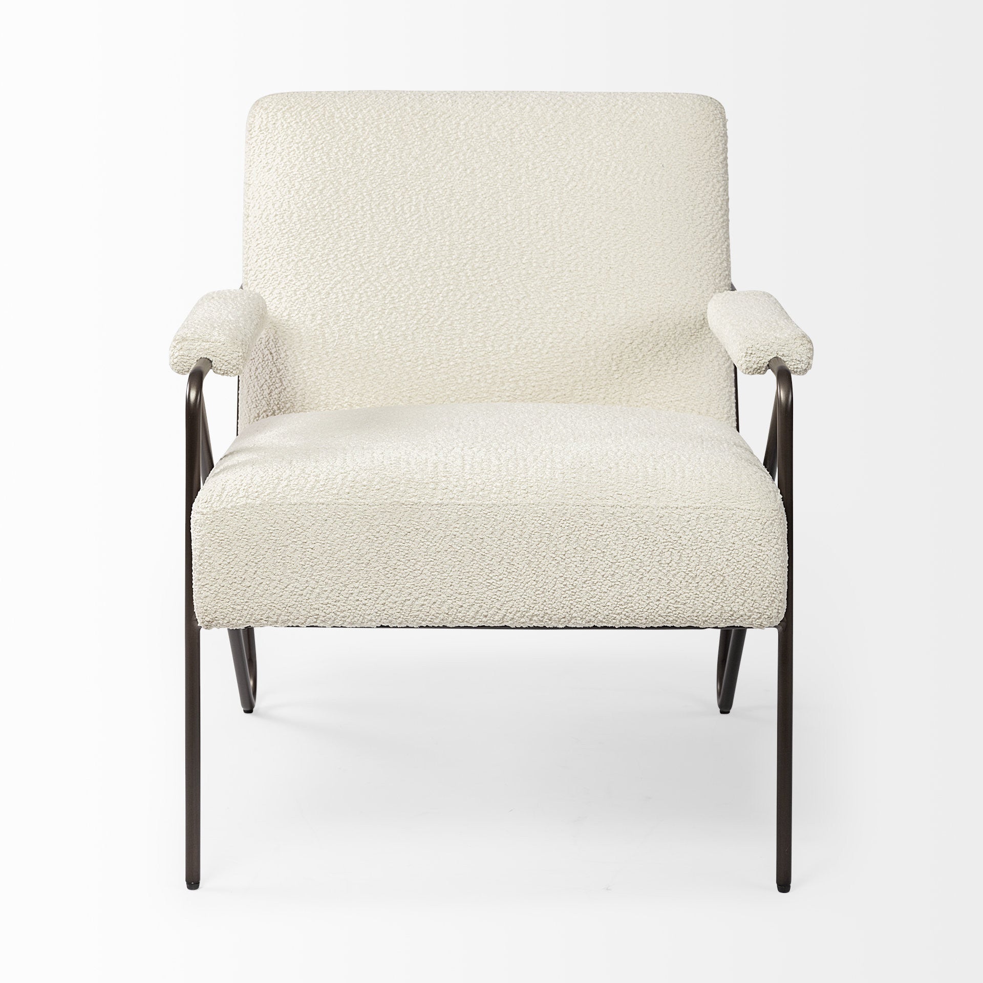 Off White Fabric Wrap Accent Chair With Metal Frame