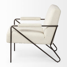 Off White Fabric Wrap Accent Chair With Metal Frame
