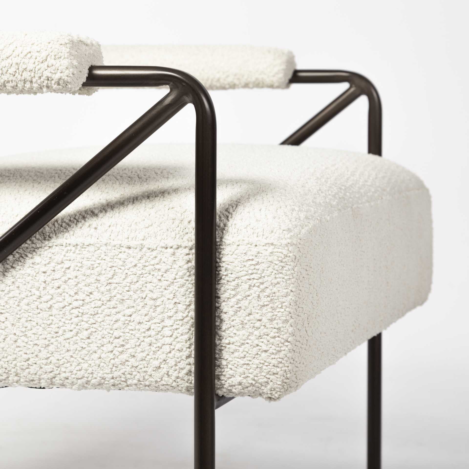 Off White Fabric Wrap Accent Chair With Metal Frame