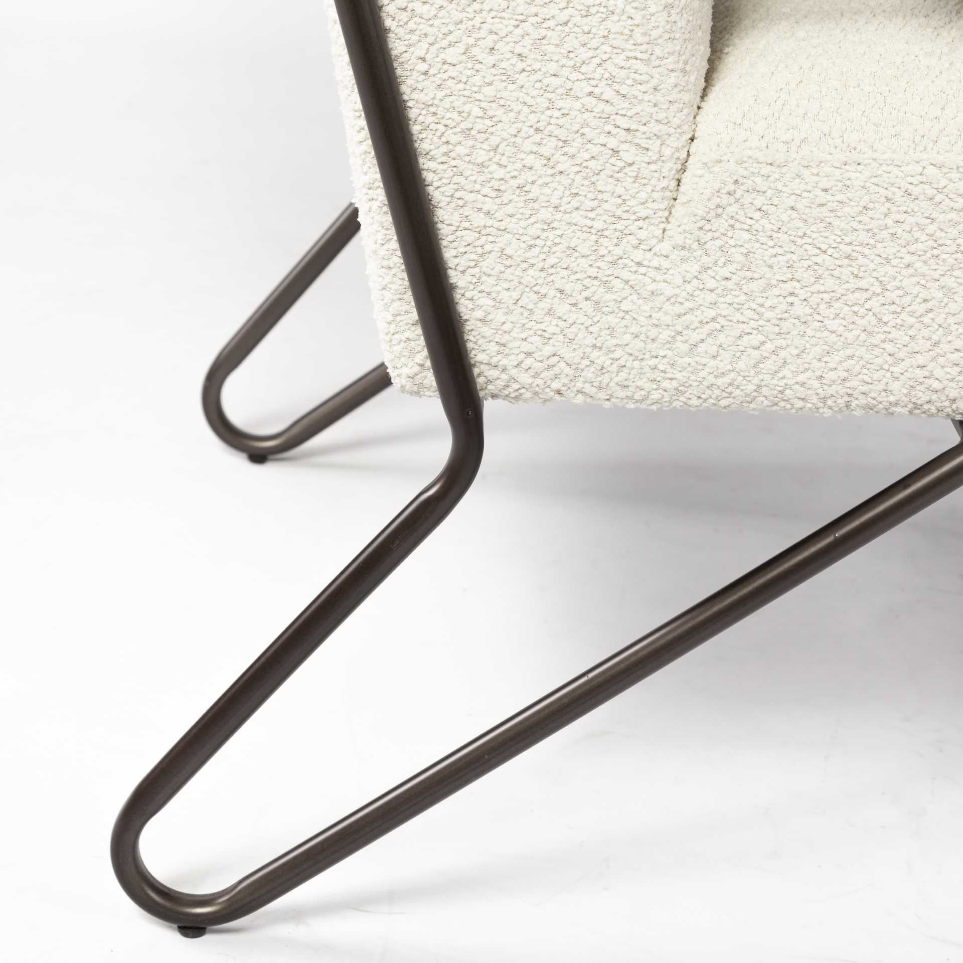 Off White Fabric Wrap Accent Chair With Metal Frame